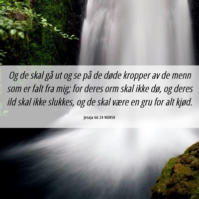Picture 06 - Jesaja 66:24 NORSK - Og de skal gå ut og se på de døde kropper av - Bible Verse Picture