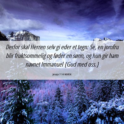 Picture 06 - Jesaja 7:14 NORSK - Derfor skal Herren selv gi eder et tegn: Se, en - Bible Verse Picture