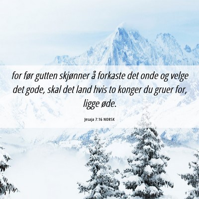 Picture 06 - Jesaja 7:16 NORSK - for før gutten skjønner å forkaste det onde og - Bible Verse Picture