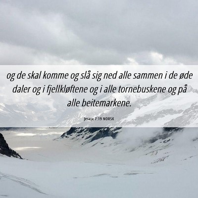 Picture 06 - Jesaja 7:19 NORSK - og de skal komme og slå sig ned alle sammen i de - Bible Verse Picture