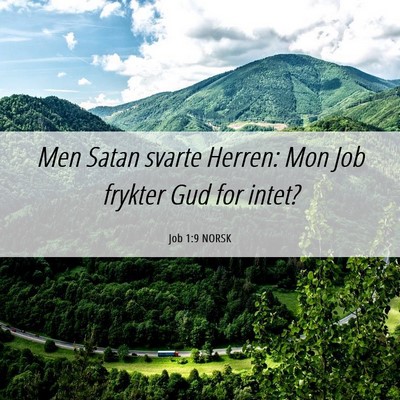 Picture 06 - Job 1:9 NORSK - Men Satan svarte Herren: Mon Job frykter Gud for - Bible Verse Picture