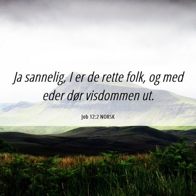 Picture 06 - Job 12:2 NORSK - Ja sannelig, I er de rette folk, og med eder dør - Bible Verse Picture