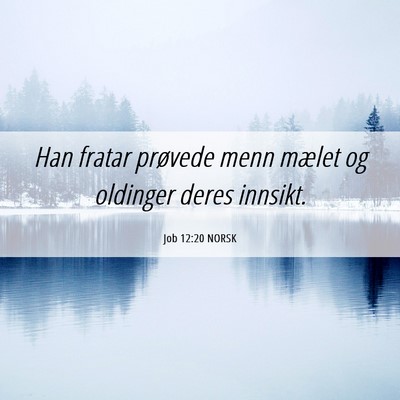Picture 06 - Job 12:20 NORSK - Han fratar prøvede menn mælet og oldinger deres - Bible Verse Picture