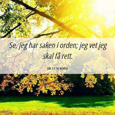 Picture 06 - Job 13:18 NORSK - Se, jeg har saken i orden; jeg vet jeg skal få - Bible Verse Picture