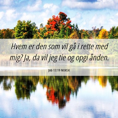 Picture 06 - Job 13:19 NORSK - Hvem er den som vil gå i rette med mig? Ja, da - Bible Verse Picture