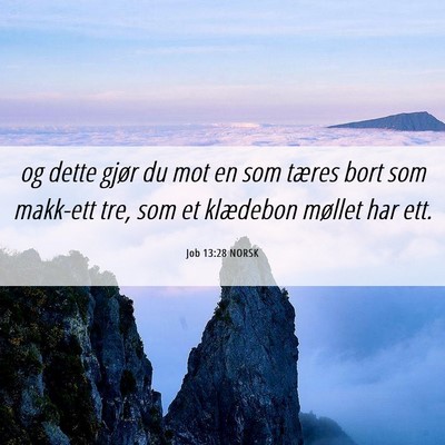 Picture 06 - Job 13:28 NORSK - og dette gjør du mot en som tæres bort som - Bible Verse Picture