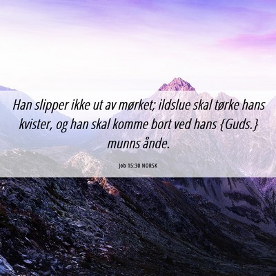 Picture 06 - Job 15:30 NORSK - Han slipper ikke ut av mørket; ildslue skal - Bible Verse Picture