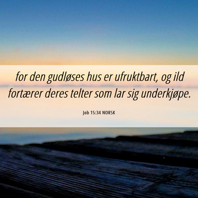 Picture 06 - Job 15:34 NORSK - for den gudløses hus er ufruktbart, og ild - Bible Verse Picture