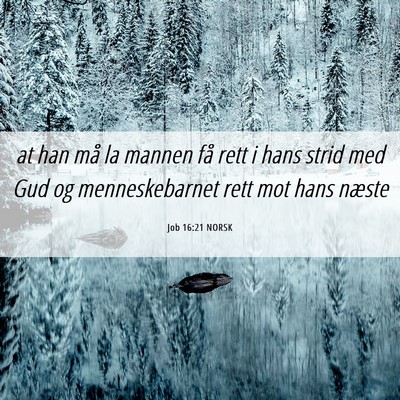 Picture 06 - Job 16:21 NORSK - at han må la mannen få rett i hans strid med - Bible Verse Picture