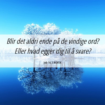 Picture 06 - Job 16:3 NORSK - Blir det aldri ende på de vindige ord? Eller - Bible Verse Picture