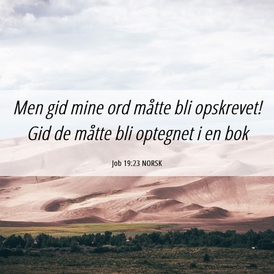 Picture 06 - Job 19:23 NORSK - Men gid mine ord måtte bli opskrevet! Gid de - Bible Verse Picture