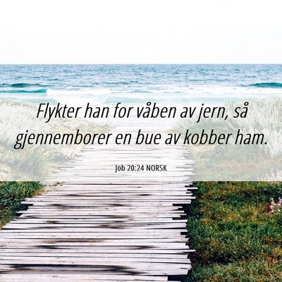 Picture 06 - Job 20:24 NORSK - Flykter han for våben av jern, så gjennemborer - Bible Verse Picture