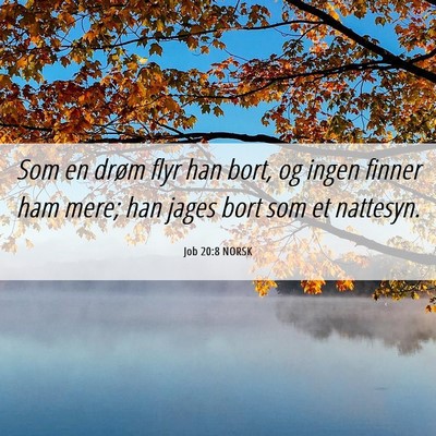 Picture 06 - Job 20:8 NORSK - Som en drøm flyr han bort, og ingen finner ham - Bible Verse Picture