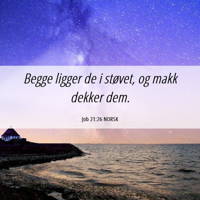 Picture 06 - Job 21:26 NORSK - Begge ligger de i støvet, og makk dekker - Bible Verse Picture