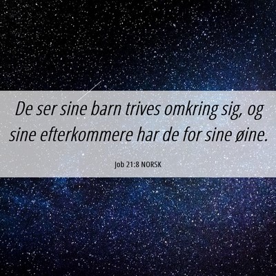 Picture 06 - Job 21:8 NORSK - De ser sine barn trives omkring sig, og sine - Bible Verse Picture