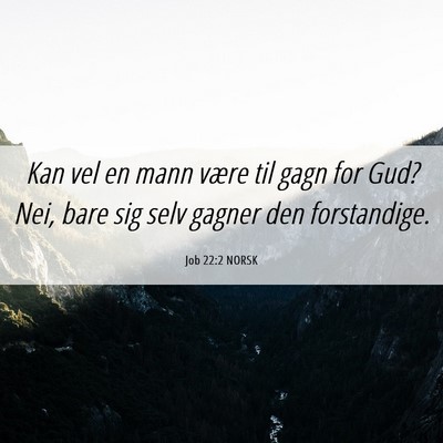 Picture 06 - Job 22:2 NORSK - Kan vel en mann være til gagn for Gud? Nei, bare - Bible Verse Picture