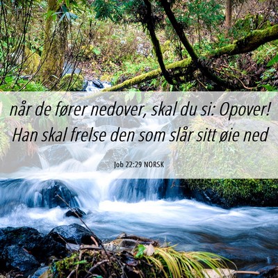 Picture 06 - Job 22:29 NORSK - når de fører nedover, skal du si: Opover! Han - Bible Verse Picture