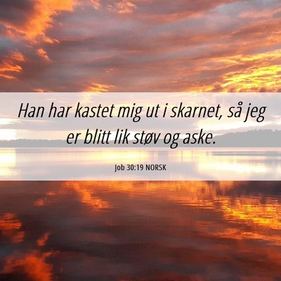 Picture 06 - Job 30:19 NORSK - Han har kastet mig ut i skarnet, så jeg er blitt - Bible Verse Picture