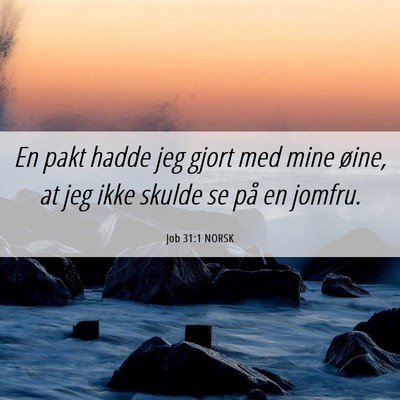 Picture 06 - Job 31:1 NORSK - En pakt hadde jeg gjort med mine øine, at jeg - Bible Verse Picture