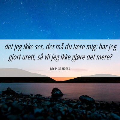 Picture 06 - Job 34:32 NORSK - det jeg ikke ser, det må du lære mig; har jeg - Bible Verse Picture