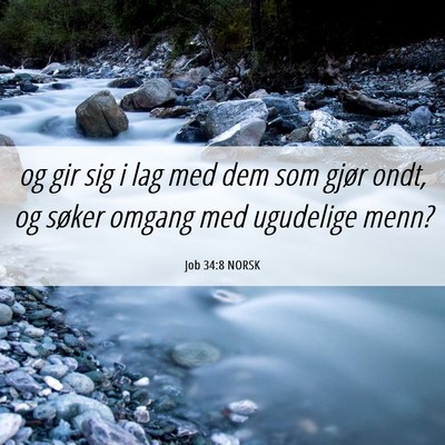 Picture 06 - Job 34:8 NORSK - og gir sig i lag med dem som gjør ondt, og - Bible Verse Picture