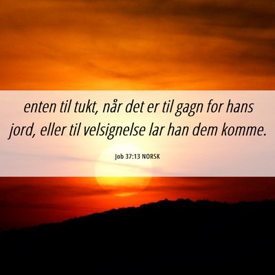 Picture 06 - Job 37:13 NORSK - enten til tukt, når det er til gagn for hans - Bible Verse Picture