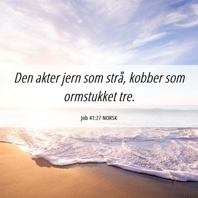 Picture 06 - Job 41:27 NORSK - Den akter jern som strå, kobber som ormstukket - Bible Verse Picture