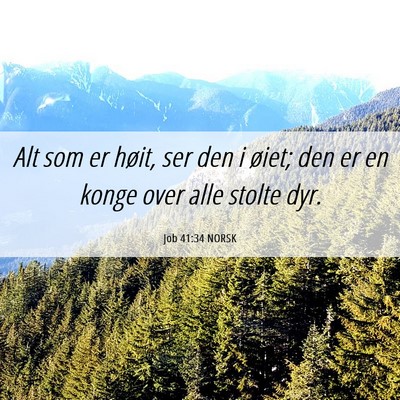 Picture 06 - Job 41:34 NORSK - Alt som er høit, ser den i øiet; den er en - Bible Verse Picture