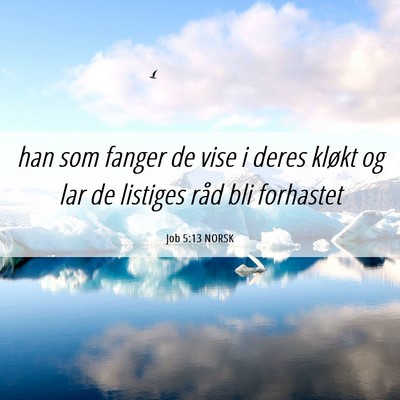 Picture 06 - Job 5:13 NORSK - han som fanger de vise i deres kløkt og lar de - Bible Verse Picture