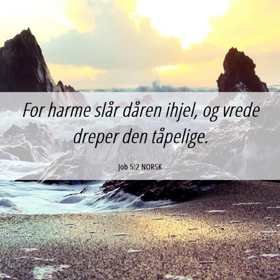 Picture 06 - Job 5:2 NORSK - For harme slår dåren ihjel, og vrede dreper den - Bible Verse Picture