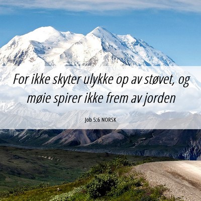 Picture 06 - Job 5:6 NORSK - For ikke skyter ulykke op av støvet, og møie - Bible Verse Picture