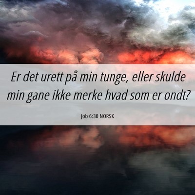 Picture 06 - Job 6:30 NORSK - Er det urett på min tunge, eller skulde min gane - Bible Verse Picture