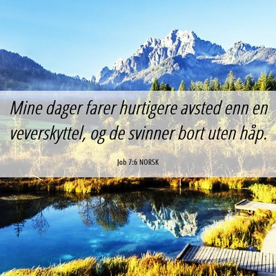 Picture 06 - Job 7:6 NORSK - Mine dager farer hurtigere avsted enn en - Bible Verse Picture