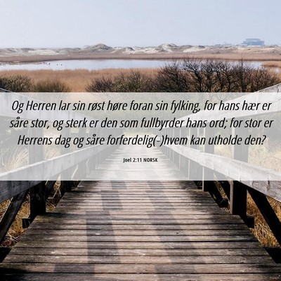 Picture 06 - Joel 2:11 NORSK - Og Herren lar sin røst høre foran sin fylking, - Bible Verse Picture