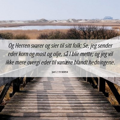 Picture 06 - Joel 2:19 NORSK - Og Herren svarer og sier til sitt folk: Se, jeg - Bible Verse Picture