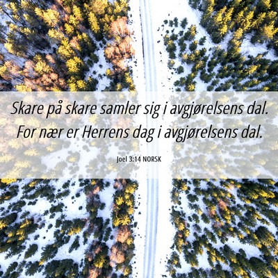 Picture 06 - Joel 3:14 NORSK - Skare på skare samler sig i avgjørelsens dal. - Bible Verse Picture