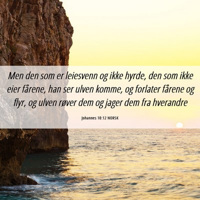 Picture 06 - Johannes 10:12 NORSK - Men den som er leiesvenn og ikke hyrde, den som - Bible Verse Picture
