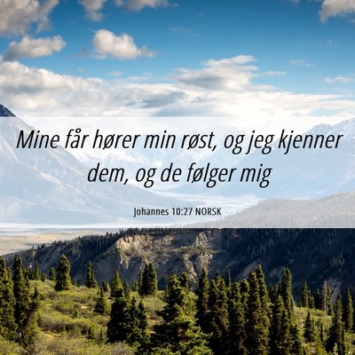 Picture 06 - Johannes 10:27 NORSK - Mine får hører min røst, og jeg kjenner dem, - Bible Verse Picture