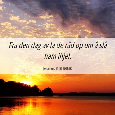 Picture 06 - Johannes 11:53 NORSK - Fra den dag av la de råd op om å slå ham - Bible Verse Picture