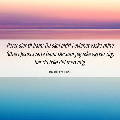 Picture 06 - Johannes 13:8 NORSK - Peter sier til ham: Du skal aldri i evighet vaske - Bible Verse Picture