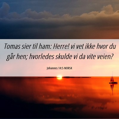 Picture 06 - Johannes 14:5 NORSK - Tomas sier til ham: Herre! vi vet ikke hvor du - Bible Verse Picture