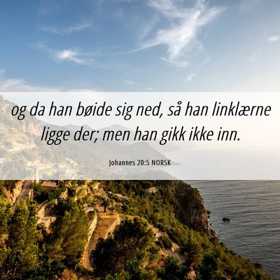 Picture 06 - Johannes 20:5 NORSK - og da han bøide sig ned, så han linklærne - Bible Verse Picture