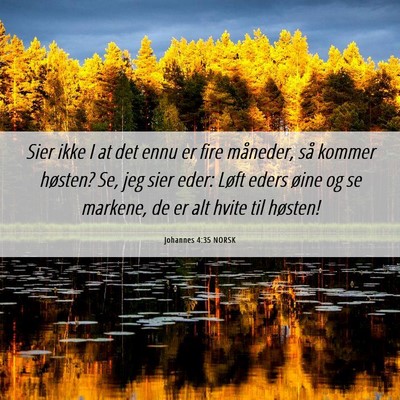 Picture 06 - Johannes 4:35 NORSK - Sier ikke I at det ennu er fire måneder, så - Bible Verse Picture