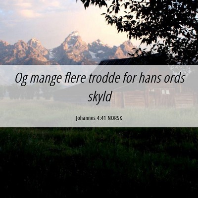 Picture 06 - Johannes 4:41 NORSK - Og mange flere trodde for hans ords - Bible Verse Picture