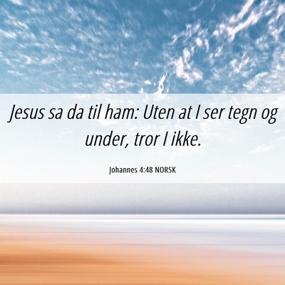 Picture 06 - Johannes 4:48 NORSK - Jesus sa da til ham: Uten at I ser tegn og under, - Bible Verse Picture