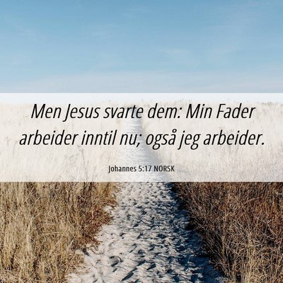 Picture 06 - Johannes 5:17 NORSK - Men Jesus svarte dem: Min Fader arbeider inntil - Bible Verse Picture
