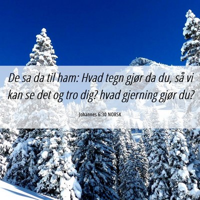 Picture 06 - Johannes 6:30 NORSK - De sa da til ham: Hvad tegn gjør da du, så vi - Bible Verse Picture
