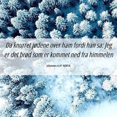 Picture 06 - Johannes 6:41 NORSK - Da knurret jødene over ham fordi han sa: Jeg er - Bible Verse Picture