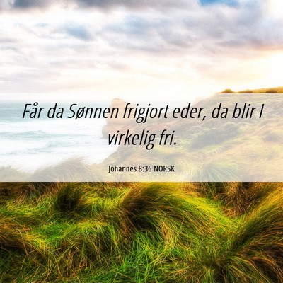 Picture 06 - Johannes 8:36 NORSK - Får da Sønnen frigjort eder, da blir I virkelig - Bible Verse Picture