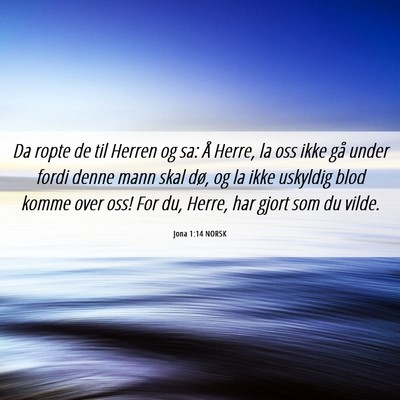 Picture 06 - Jona 1:14 NORSK - Da ropte de til Herren og sa: Å Herre, la oss - Bible Verse Picture